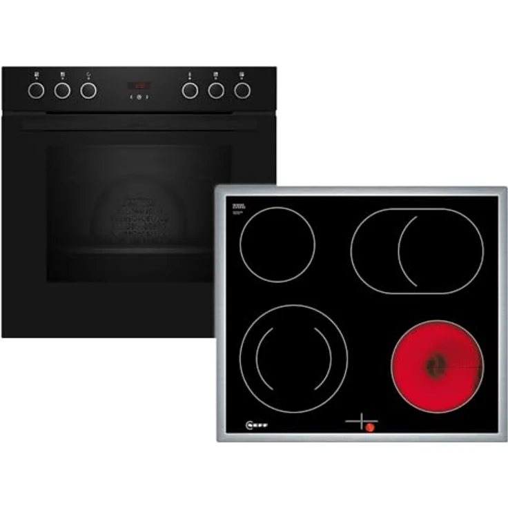 NEFF EX4B0, Herd-Set mit E1DCA0AK3 Einbau-Herd, 60 x 60 cm, 5 Beheizungsarten, A Energieeffizienz & M16SRF0L0 Elektrokochfeld mit Bräterzone, Edelstahlrahmen – Bild 1