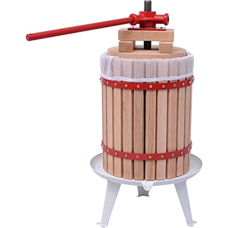 vidaXL Obstpresse 18 L, Holz-Obst- und Weinpressanlage mit Gusseisen-Spindel und Stahlbodenplatte – Bild 1