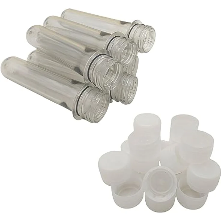 BURI 100x Petling Geocaching, 12,6cm x Ø2,3cm, wasserdicht und robust, transparent mit weißen Deckeln – Bild 1