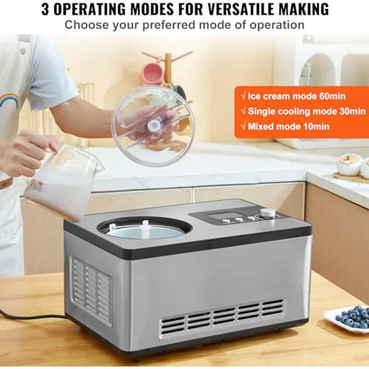 VEVOR Eismaschine 2 L, 180 W Frozen Joghurtbereiter Speiseeismaschine 3 Modi Haushalt, mit leistungsstarkem Kompressor – Bild 3