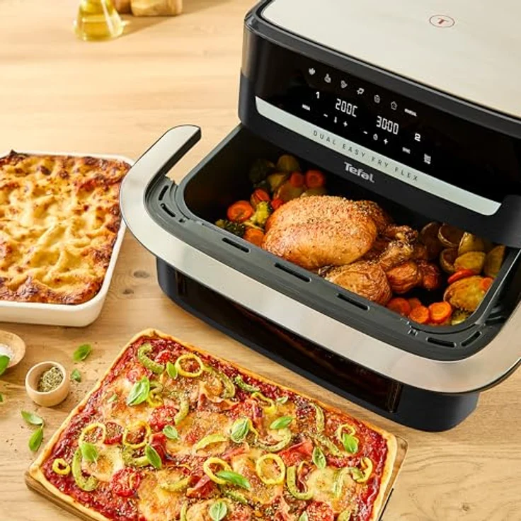Tefal Dual Easy Fry Flex Heißluftfritteuse, 9 L mit FlexCook Trennwand, 7 Modi, 2 unabhängige Garzonen, schwarz, EY9228E0 – Bild 5