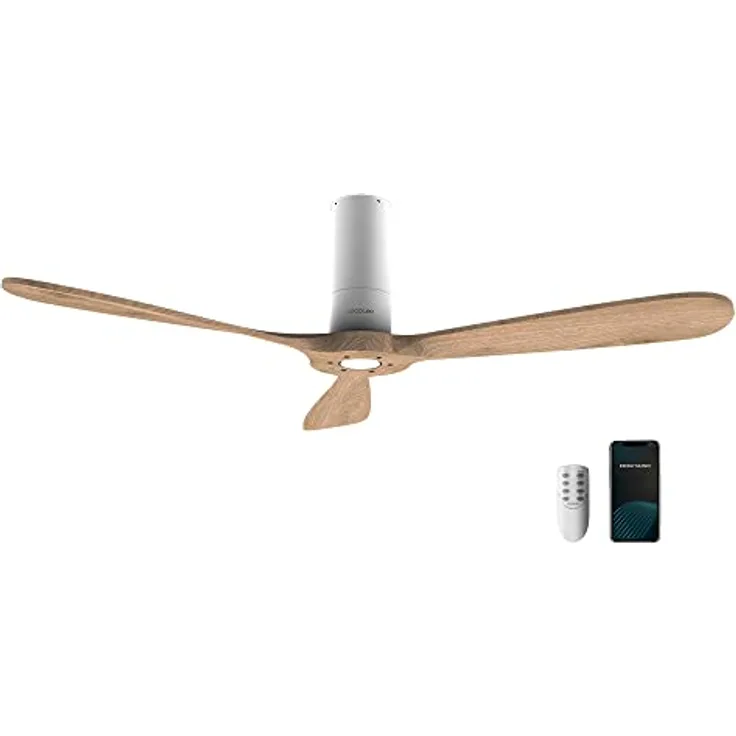 Cecotec Deckenventilator mit Fernbedienung und WLAN EnergySilence Aero 5500 White Aqua Connected. 40 W, Durchmesser 52 Zoll, 3 Flügel, Schutz IP44, Winter-Summer-Modus, Timer