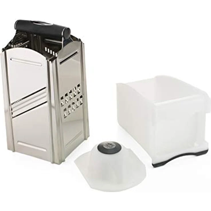 Börner Combi Chef Vierkantreibe • Edelstahl Reibe mit Auffangbehälter • Ideal als Parmesan Reibe, Gemüse Hobel, Zester Reibe & mehr • 4 verschiedene Schnittarten – Bild 2
