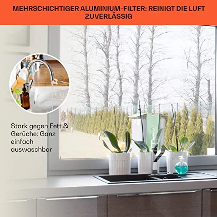 Klarstein 10038708 Inselhaube, Futurelight Smart Inselabzugshaube Umluft 420m³/h LED Edelstahl, gold – Bild 7