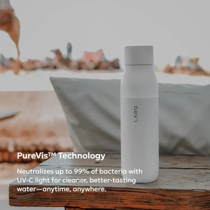 LARQ Trinkflasche selbstreinigend PureVis isoliert 500 ml Granit weiß – Bild 4