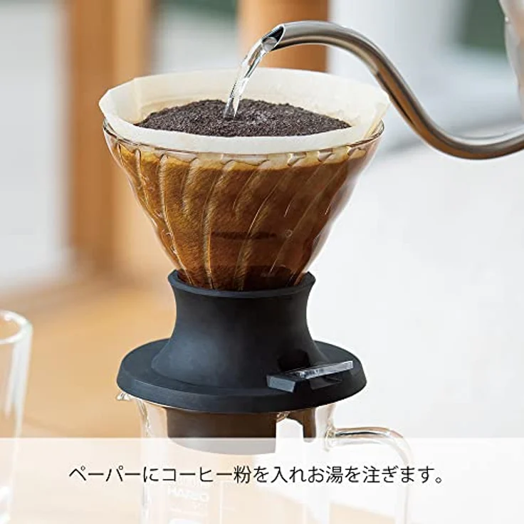 HARIO V60 Tauchtröpfer 03, Hybrid Filterkaffeemaschine mit Edelstahl-Kugelhahn, klar und farblos – Bild 2
