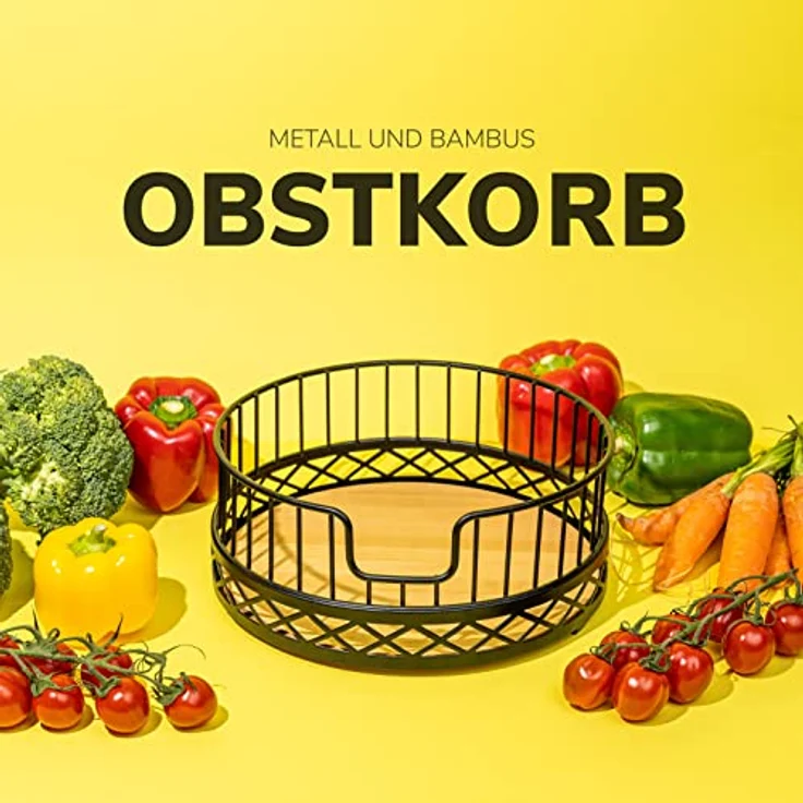 bremermann Obstkorb, Obstschale rund, Ø ca. 23,5 cm, Schwarz Matt, Bambusboden – Bild 3