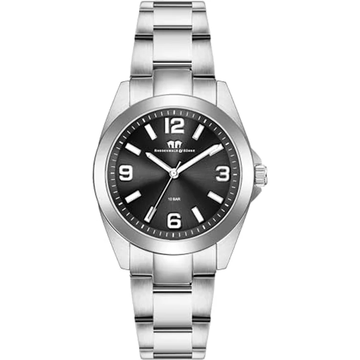 Rhodenwald & Söhne Damen Uhr 10010411, analog mit Quarzwerk, Edelstahl Armband in Silber, wasserdicht bis 10 ATM, 37,5 mm Gehäuse – Bild 1