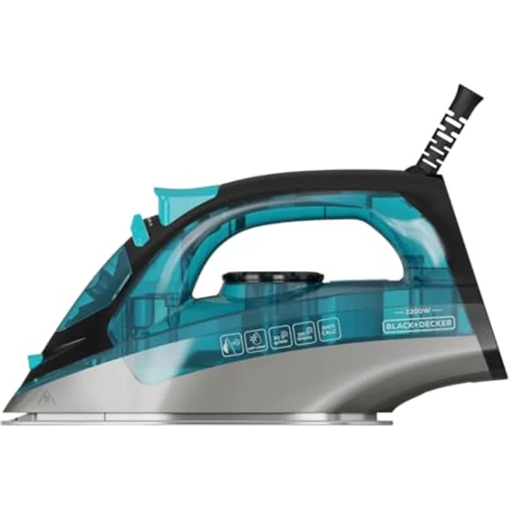 Black+Decker Dampfbügeleisen 2200W, Edelstahlsohle, Dauerdampf 30g/min, Dampfstoß 120g/min, Antikalk- und Antitropfsystem, Vertikalbügeln, Wasserspray, Präzisionsspitze – Bild 1