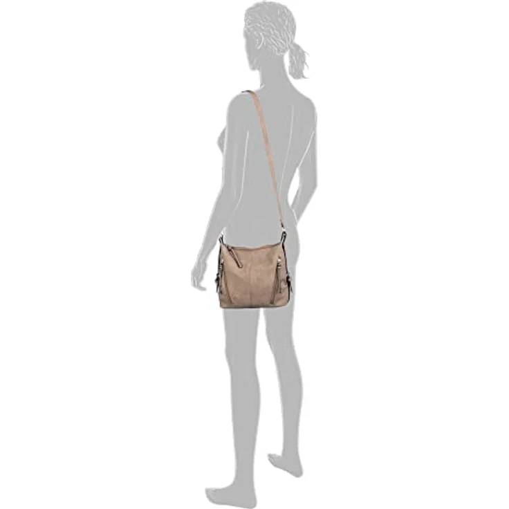 TOM TAILOR Umhängetasche CAIA Cross bag M, Nubuklederimitat, 7 Fächer, verstellbarer Schulterriemen – Bild 4