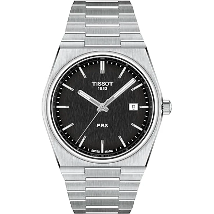 Tissot PRX Herren Armbanduhr, 40mm Quarzwerk, Edelstahlgehäuse, schwarzes Ziffernblatt, Datum – Bild 1