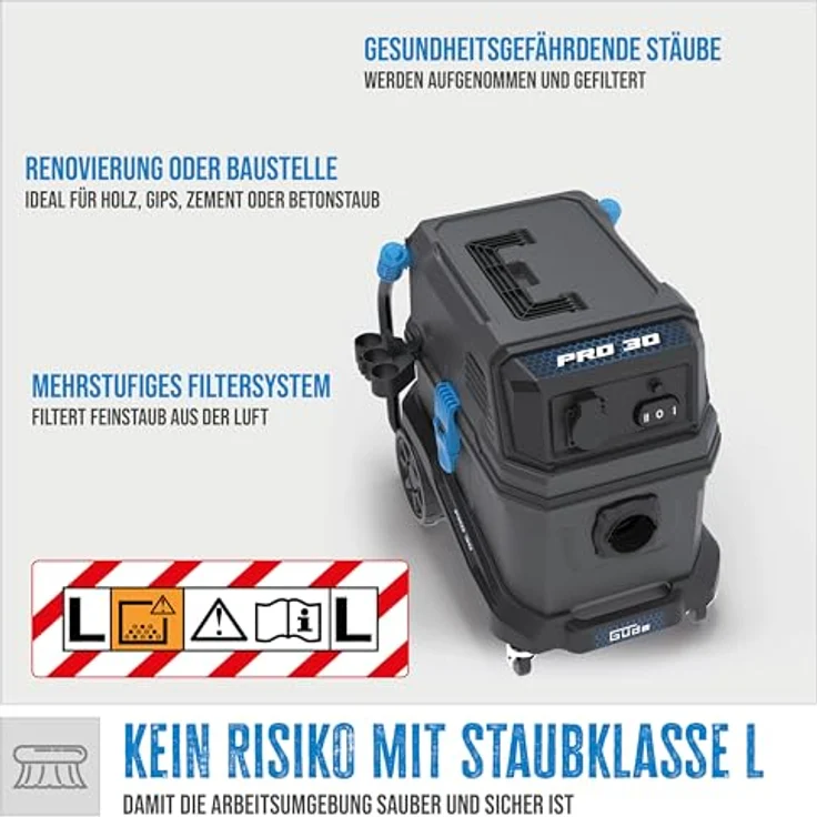 Güde Pro 30 17022, Nass-Trockensauger mit 1800 W, 30 l Behältervolumen und HEPA-Filter, Schwarz – Bild 4