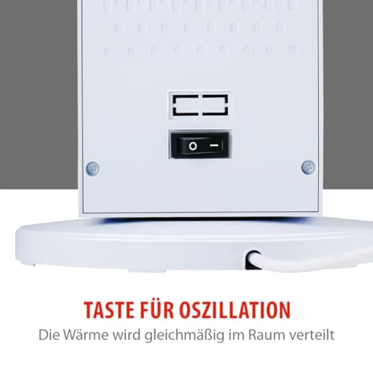 Alpina Elektrischer Heizlüfter 2000W – Keramik Heizkörper mit Griff und Absturzsicherung – Oszillierender Heizstrahler für Räume bis 20 m² – 21 x 21 x 46 cm – Bild 5