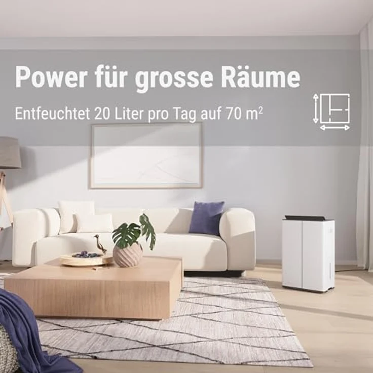 Stadler Form L-040E Luftentfeuchter, 20 l/h, für Räume bis 70 m², Titanium, WiFi, geräuscharmer Nacht-Modus, digitale Steuerung via App – Bild 2