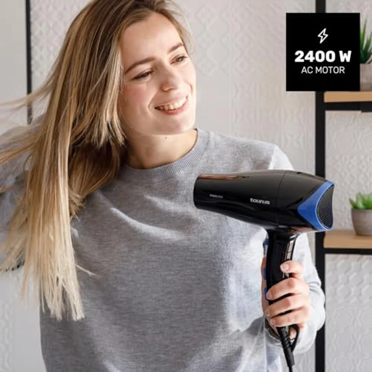 Taurus Föhn Studio 2500, klappbarer Haartrockner mit 2400W, 2 Geschwindigkeiten, 3 Temperaturstufen, Kaltluftfunktion und abnehmbarem Filter, ideal für Reisen & Fitnessstudio – Bild 2