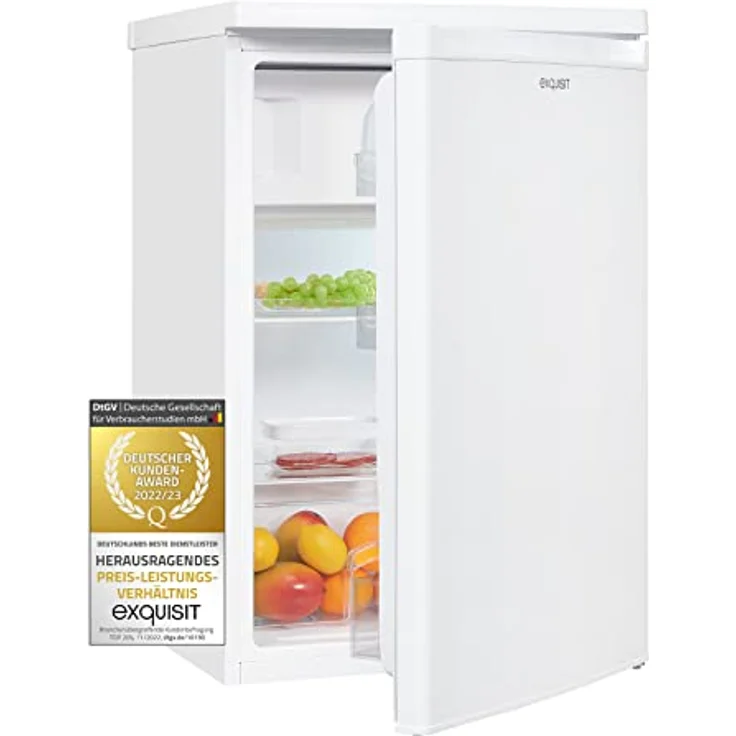 Exquisit Kühlschrank KS516-4-E-040E weiss | Kühlschrank mit Gefrierfach freistehend 109 L Volumen | Gemüsefach | Freistehender Kühlschrank mit Gefrierfach – Bild 1