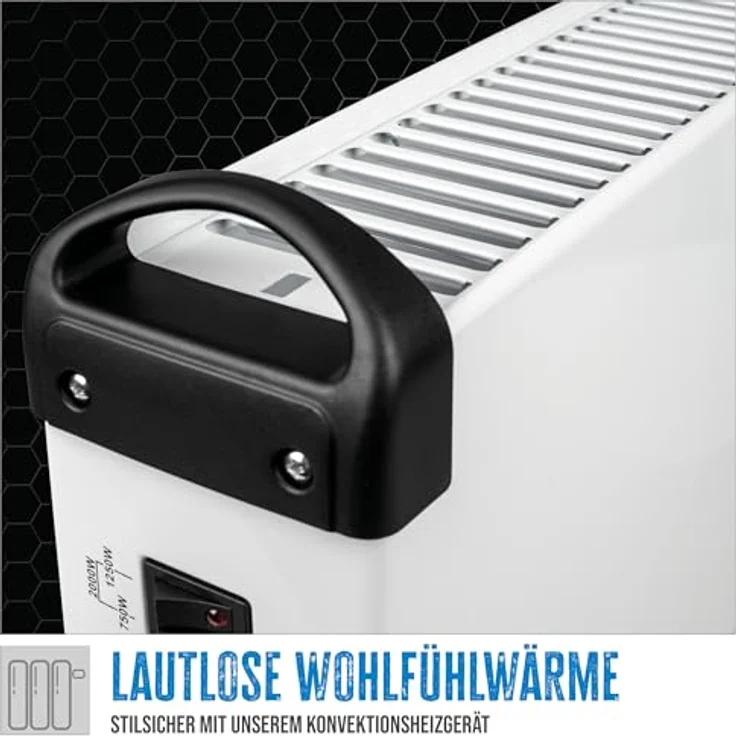 Güde Konvektionsheizgerät GKH 2000 (2 kW Heizleistung, 3 Heizstufen, lautlose Konvektionswärme, Überhitzungsschutz, Tragegriffe) – Bild 4