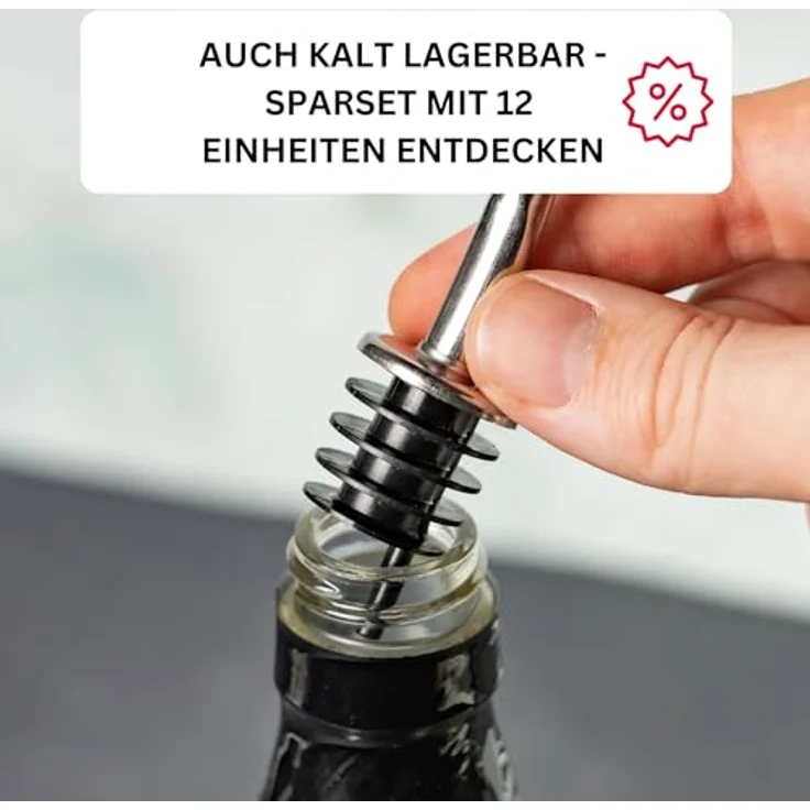 Westmark 2 Spirituosen-Ausgießer für Flaschen, Mit Klappe und Luftröhrchen, Kunststoffkorken, Rostfreier Edelstahl, Inox-Gastro, Schwarz-Verchromt, 46822280 – Bild 6