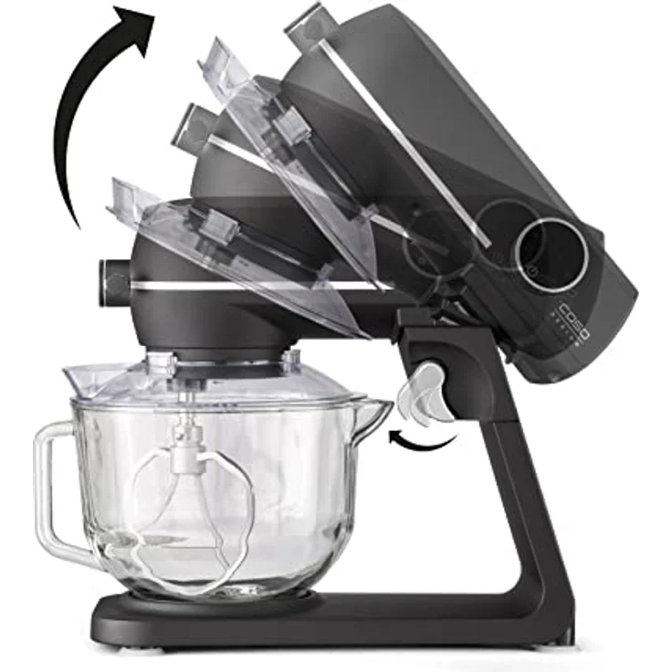 Caso Design KM1800 Black G Küchenmaschine, 1800 Watt, Glasschüssel 4,5 Liter, Display, Timer, schwarz – Bild 6