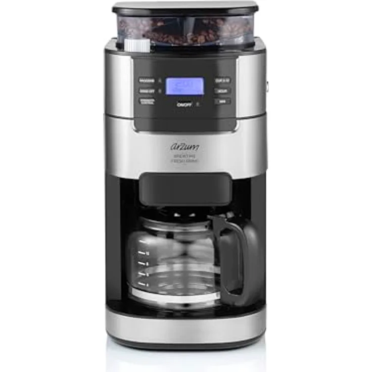 Arzum Kaffeemaschine mit Mahlwerk Brewtime Fresh Grind Filterkaffeemaschine, 1050W, 12 Tassen, Glas, 12 Mahlgrade - Preisvergleich