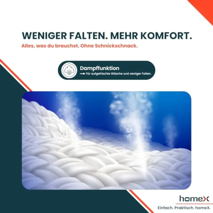 homeX WF1014H1A-W Waschmaschine 10 kg, Frontlader, 1.400 U/Min, Dampffunktion, AquaStop, Inverter Motor, 15 Programme – Bild 4