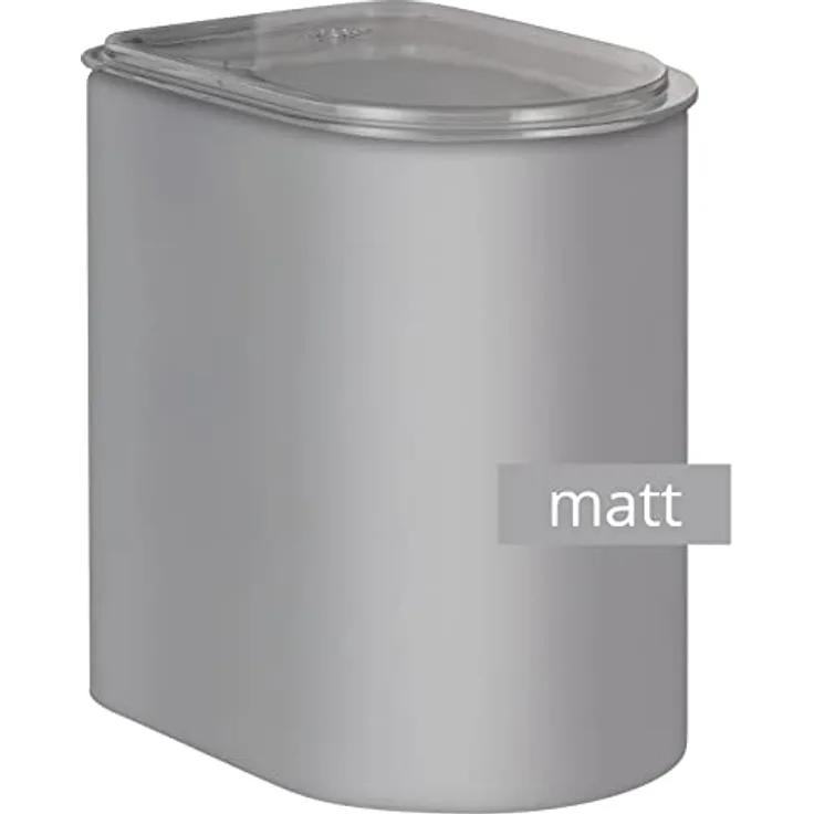 WESCO Vorratsdose LOFT 2,2 Liter aus hochwertigem Stahlblech mit Acryldeckel in der Farbe grau matt - Lebensmittelecht - luftdicht - ideal für Schubladen