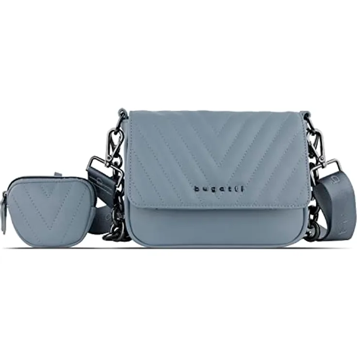 Bugatti Sira Crossover Bag, Umhängetasche aus hochwertigem Kunstleder mit trendiger Steppung, Violett