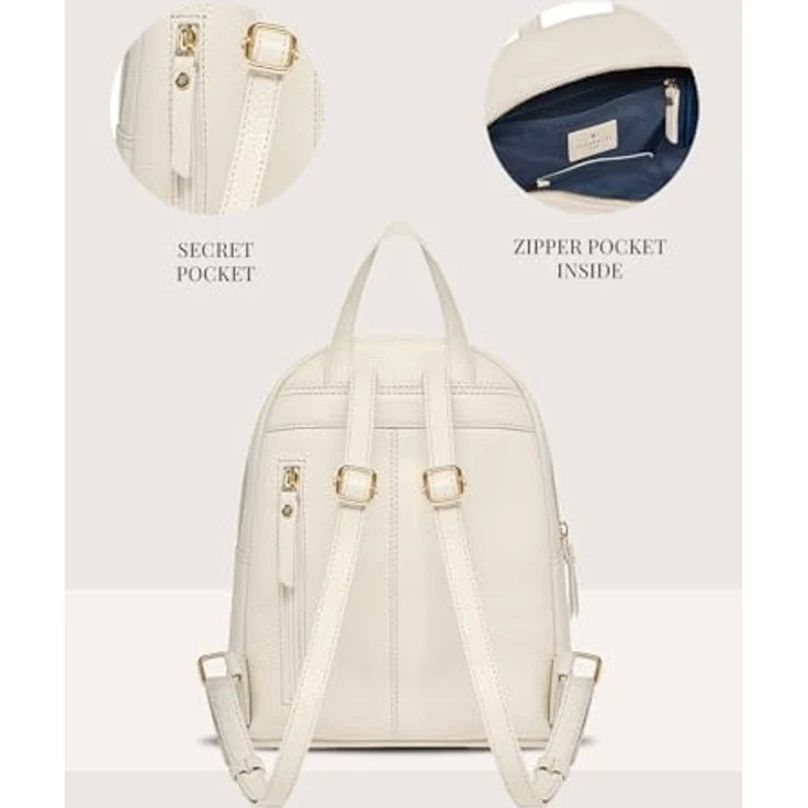 Lazarotti Bologna Leather City Rucksack, 100% Leder, 27 cm, beige – Bild 4