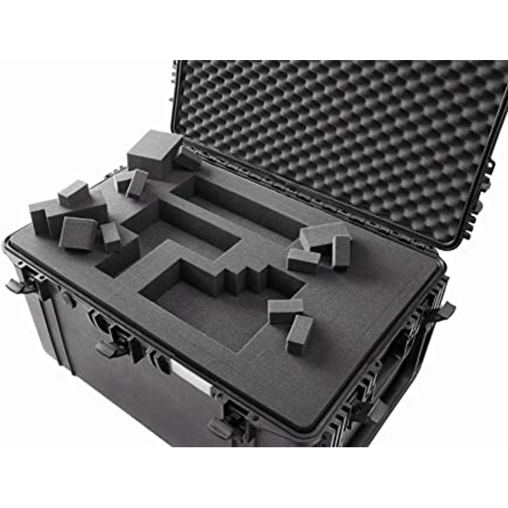 TomCase Outdoor Case mit Trolley, 62x46x34 cm, großer wasserdichter Koffer mit Schaumstoffeinlage aus Würfelschaum, Hardcase, Fotokoffer, Kamerakoffer, Transportkoffer (Schwarz) – Bild 4