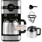 Barista Kaffee & Technik Filterkaffeemaschine mit Thermokanne | 24h Timer & Permanentfilter | Für 8 Tassen Kaffee | Kaffeemaschine für Pulver [Edelstahl]