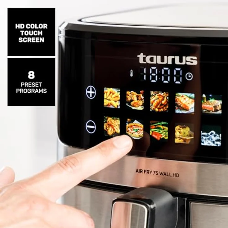 Taurus Air Fryer Digital 7S Wall HD, ölfreie Fritteuse mit 6,5l Kapazität, 8 Programmen, HD-Display, BPA- und PFOA-frei, kühl bleibender Griff – Bild 3