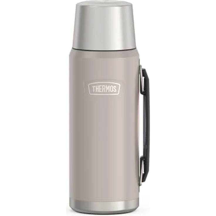 Thermos THERMOS ICON BEVERAGE BOTTLE 1,20l, beige/sandstone mat, Isolierflasche mit Trinkbecher, 24 h heiß/24 h kalt, spülmaschinenfest, absolut dicht, BPA-frei – Bild 1