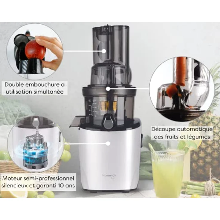 Kuvings REVO830 Slow Juicer, Entsafter, 200 Watt, Presswalze, weiß – Bild 2