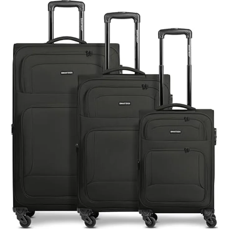 SMARTBOX Weichgepäck Koffer-Set 3-teilig für Damen & Herren | erweiterbar mit Dehnfalten, hochwertiges Softcase, 4 Rollen & Zahlenschloss | Edition 04, grau