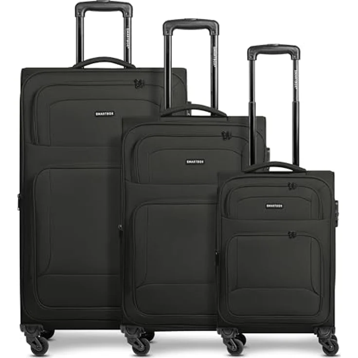 SMARTBOX Weichgepäck Koffer-Set 3-teilig für Damen & Herren | erweiterbar mit Dehnfalten, hochwertiges Softcase, 4 Rollen & Zahlenschloss | Edition 04, grau – Bild 1