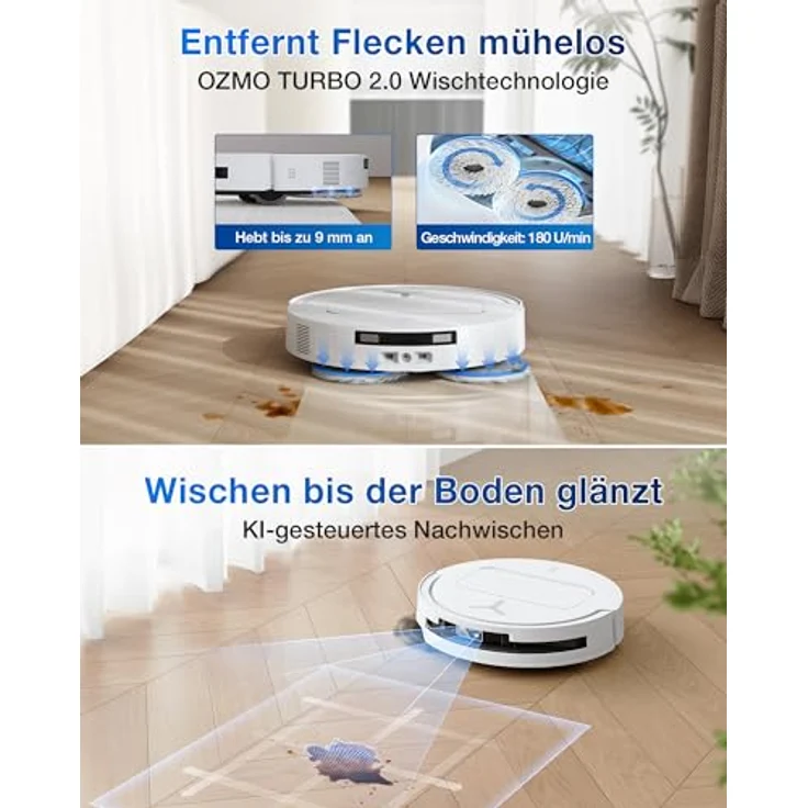 ECOVACS DEEBOT T50 PRO OMNI GEN2, Saugroboter mit 15.000 Pa Saugkraft, Staubbeutel, Saug- und Wischfunktion, intelligente Hinderniserkennung – Bild 5