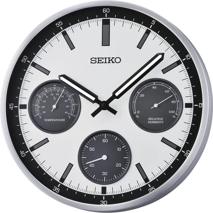 Seiko Wanduhr (Quarzuhr, Leuchtzeiger, silberfarben-weiß) – Bild 1