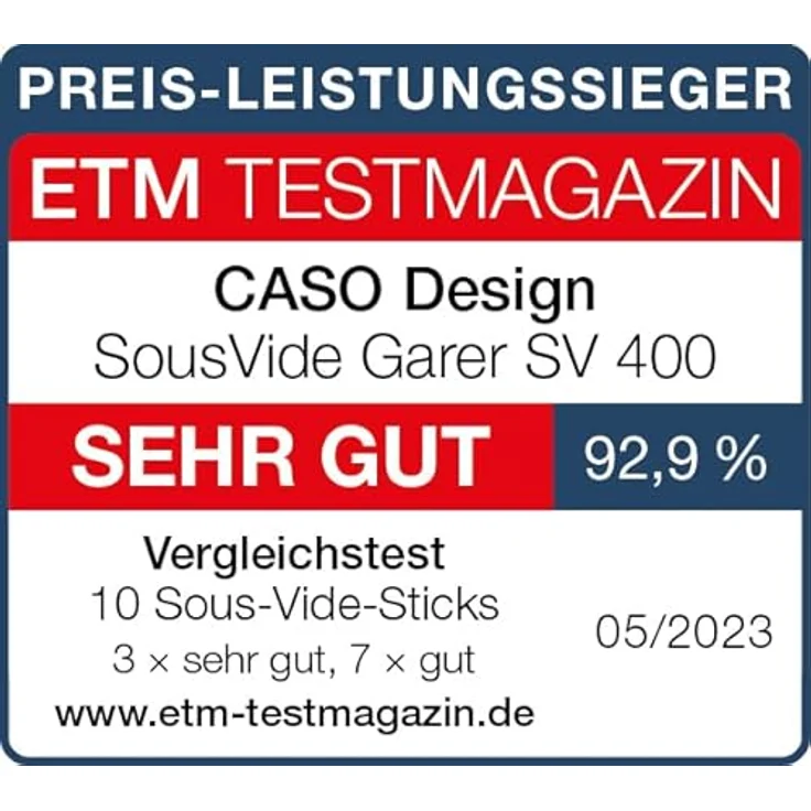 Caso SV 400 Sous-Vide-Stick, 1000W, max. 90°C, Schwarz, Edelstahl – Bild 3