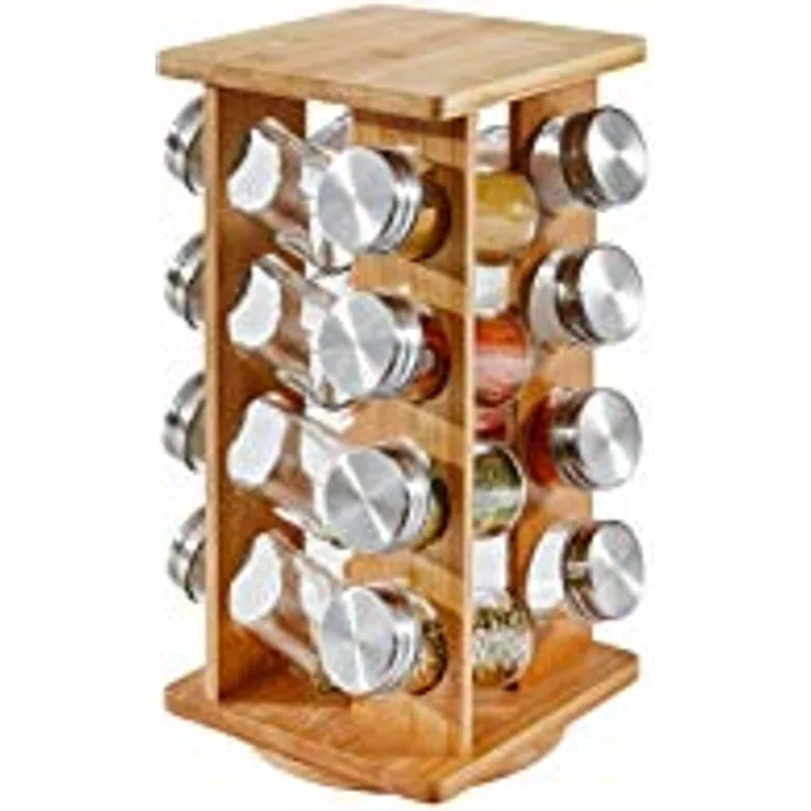JUSTINUS BESTECKE Gewürzständer BAMBOOLINE 17-teiliges Set Bambus-Glas