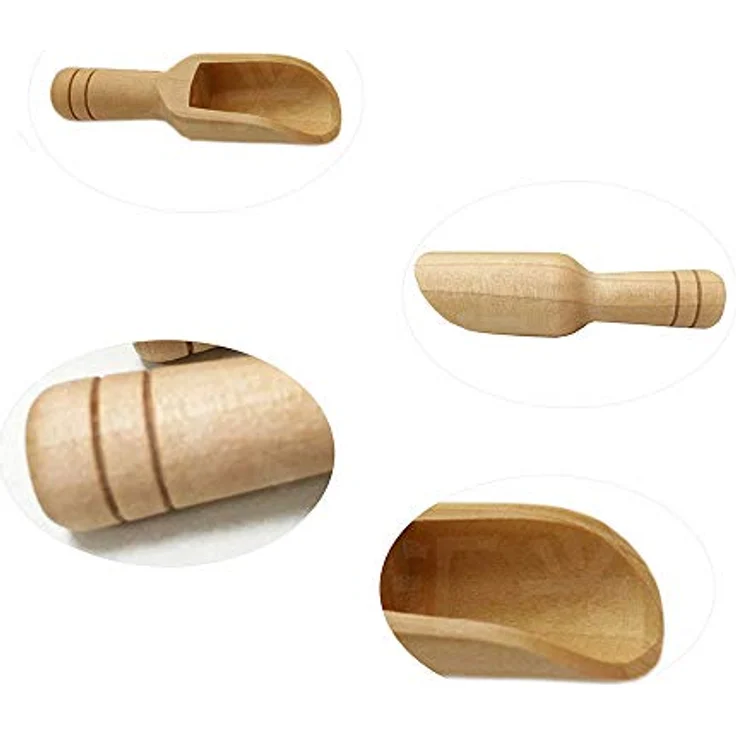 Holzlöffel Klein, 6 Stücke Mini Holz Schaufeln, Badesalz Löffel, Holzschaufel für Salz, Löffel, Küchenutensilien, Milchpulver, Kaffee, Gewürze, Tee – Bild 3