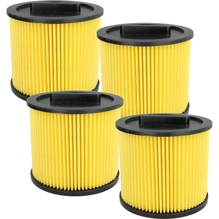 VHBW 4x Faltenfilter kompatibel mit Thomas Inox 1250s, 1445s, 1520 Plus, 1530, 1220, 1243 – Patronenfilter, Gelb Schwarz, abwaschbar, Set von 4 – Bild 1