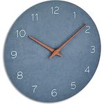 TFA Dostmann Analoge Wanduhr 60.3054.06 mit Holzzeigern, Quarzuhr in taubenblau, langer Batterielaufzeit