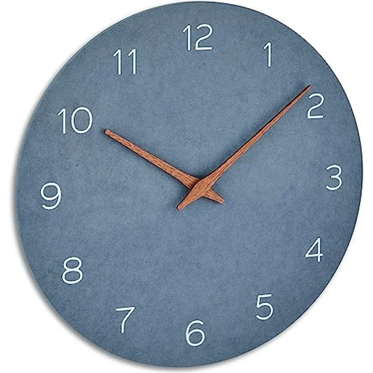 TFA Dostmann Analoge Wanduhr 60.3054.06 mit Holzzeigern, Quarzuhr in taubenblau, langer Batterielaufzeit – Bild 1
