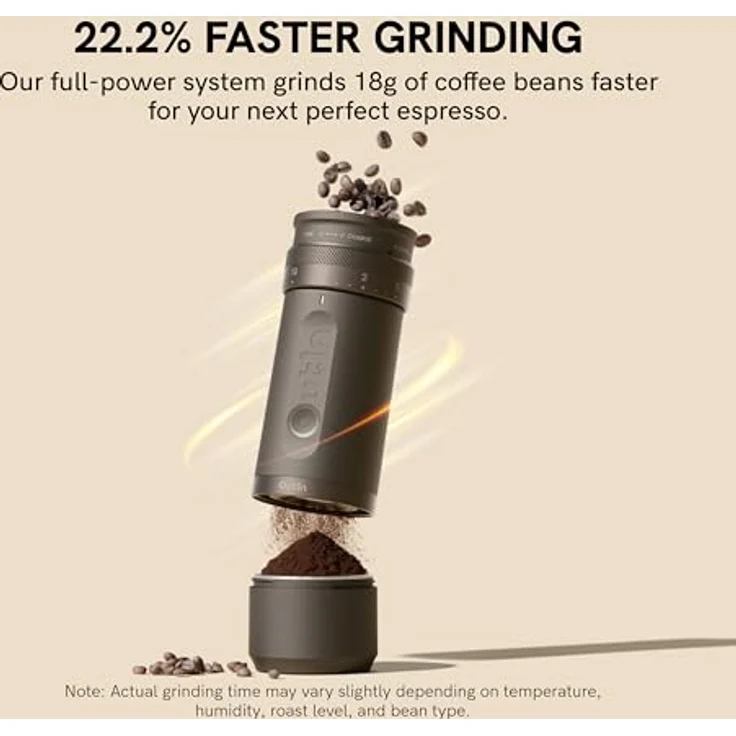 OutIn Fino Tragbare Elektrische Kaffeemühle, 28 Mahlstufen, 7-Stern-Edelstahlkonus, Ein-Knopf-Bedienung, Schnellladung für Reise & Haushalt, 690g – Bild 5