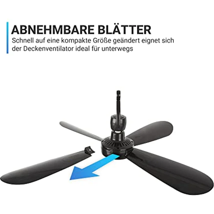 Bestlivings Mobiler Deckenventilator Schwarz, Energiesparend, 220V-240V / 5 Watt, Ø40 cm mit Aufhänger – Bild 5