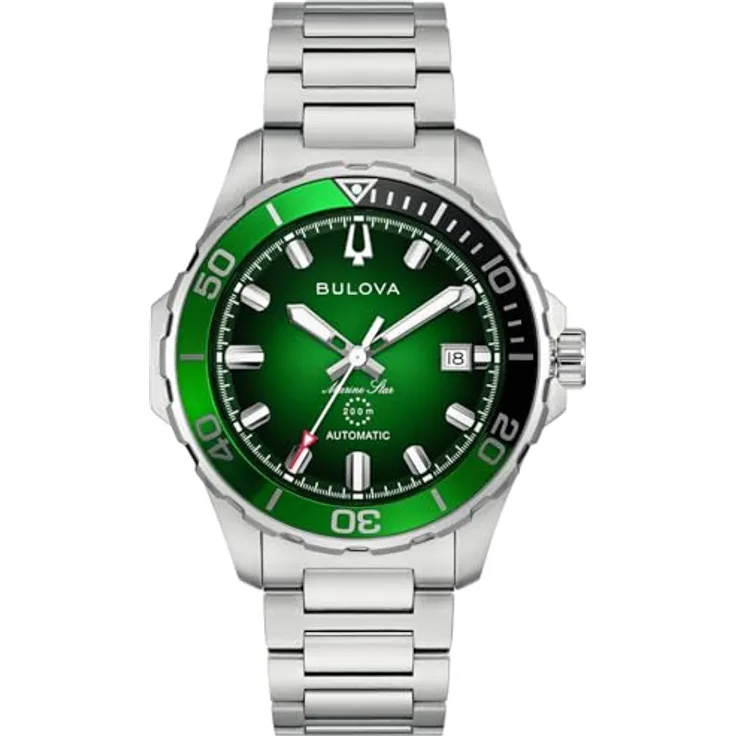 Bulova Marine Star 98B466, Automatikuhr mit grünem Zifferblatt, Edelstahlgehäuse und kratzfestem Saphirglas