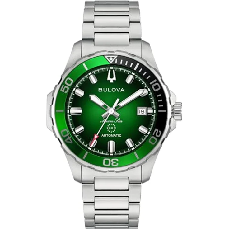 Bulova Marine Star 98B466, Automatikuhr mit grünem Zifferblatt, Edelstahlgehäuse und kratzfestem Saphirglas – Bild 1