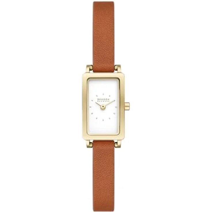Skagen Damen Analog Quarz Uhr mit Leder Armband SKW3149, 30mm Gehäuse, weißes Zifferblatt, braunes Band – Bild 1
