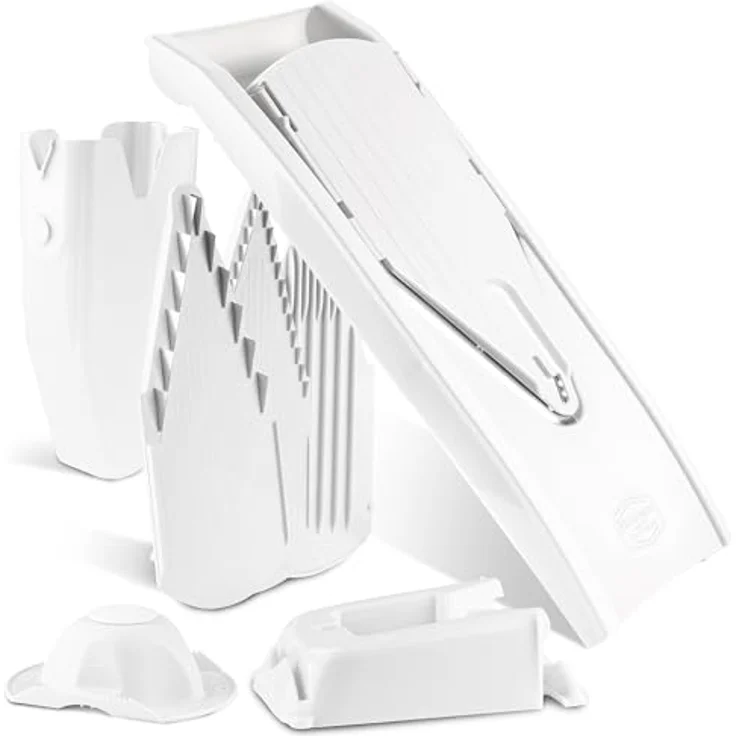 Börner Gemüsehobel V1 ClassicLine Profi Set, Kunststoff, mit 2 Messereinschüben und Dockingstation weiß – Bild 8
