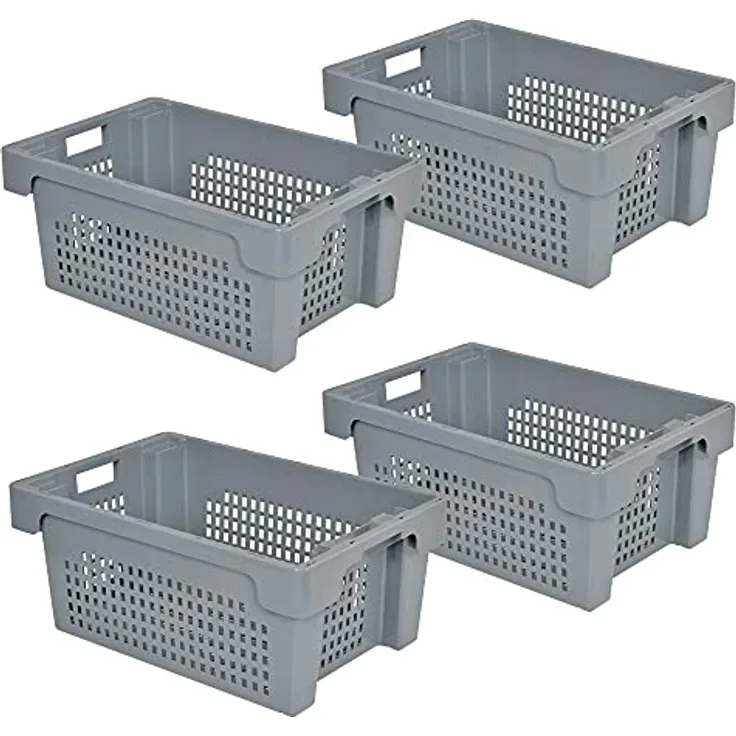 BRB Drehstapelbehälter, LxBxH 600x400x250 mm, 40 Liter, grau, kälte- und hitzebeständig